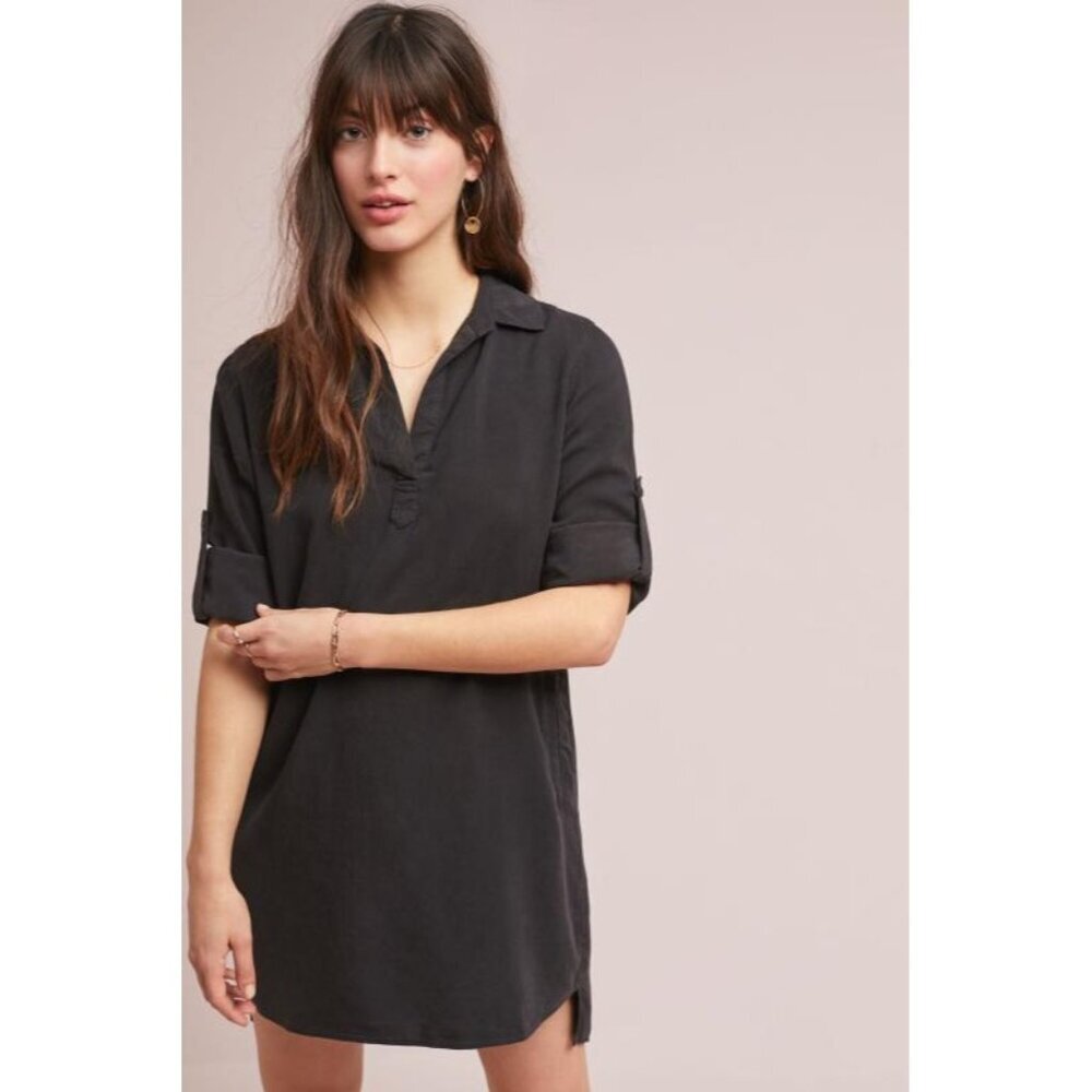Cloth & Stone Blaire Shirtdress Tunic Shirt Dress Roll Tab Sleeves Size M
